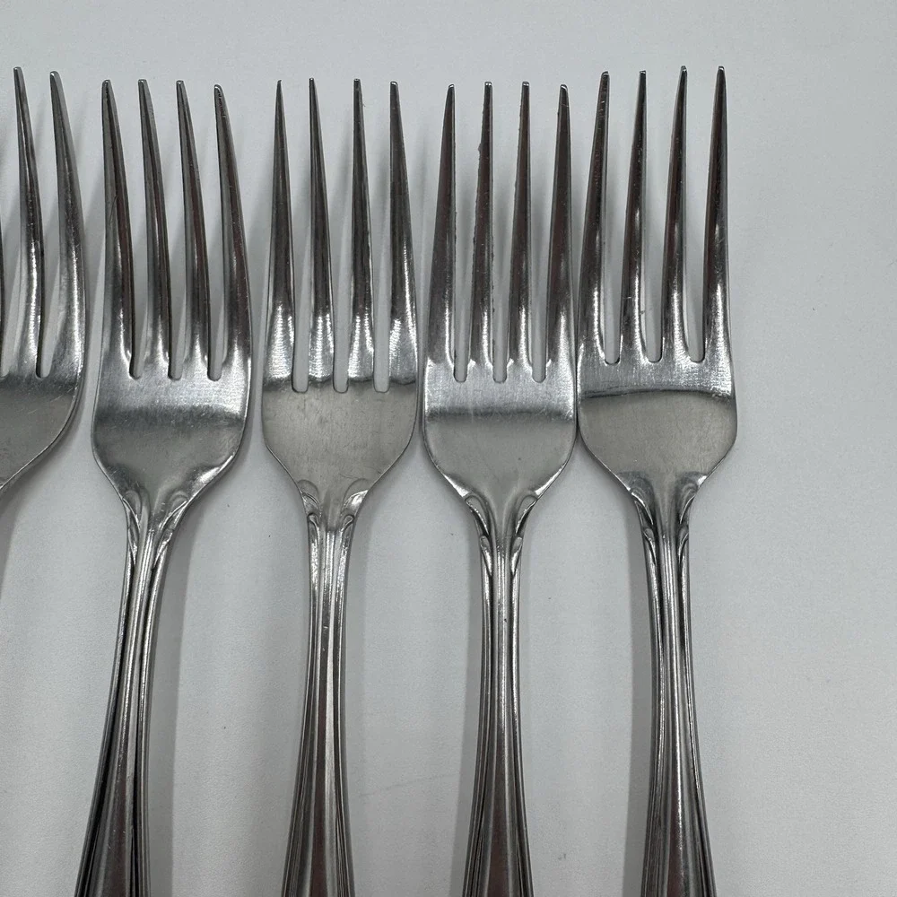Hampton Court Stainless Japan Flatware 6 Pc Lot 5 Dinner Forks 1 Knife Vintage